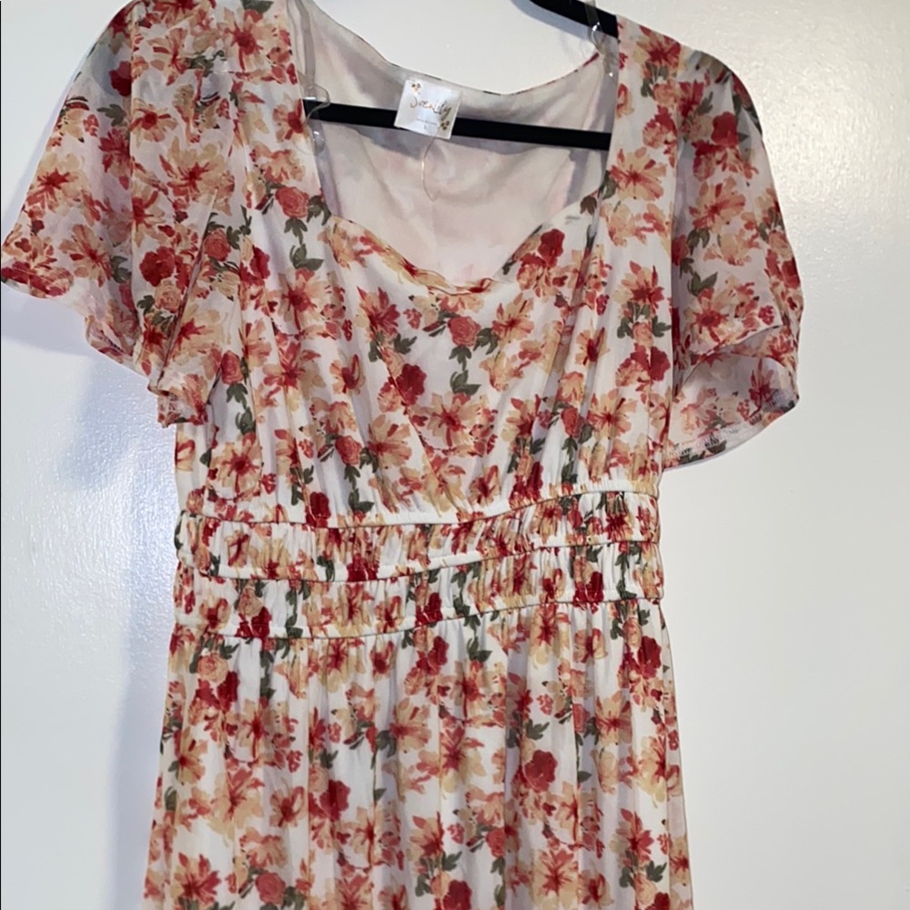 Floral Print Dress with Short Sleeves